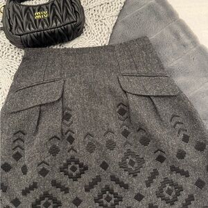 Nanette Lepore Gray and Black Textured Skirt